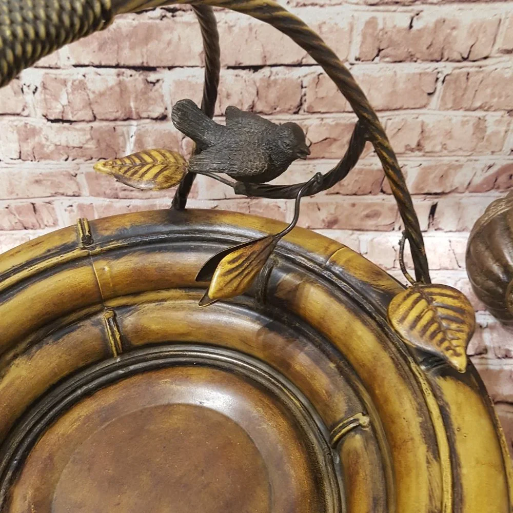 Decorative Metal Basket With Birds and Leaves 5 Balls Included